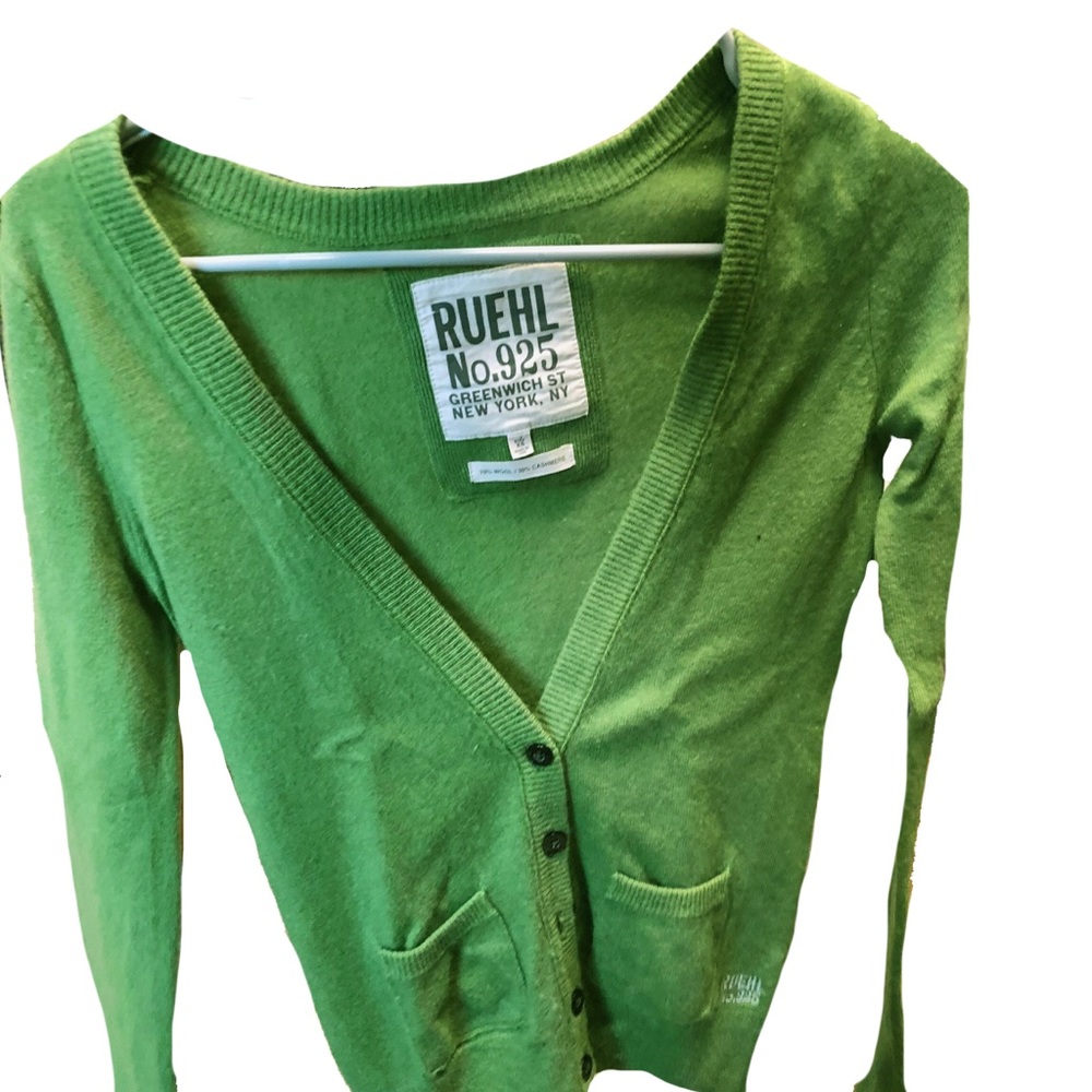 Green Cashmere Wool Blend Cardigan!